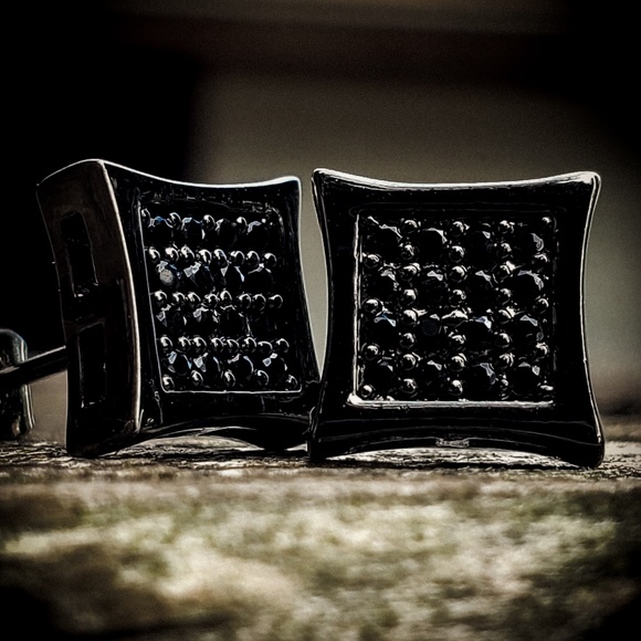 Black on Black Kite Diamond Earrings - Picture 2 of 2